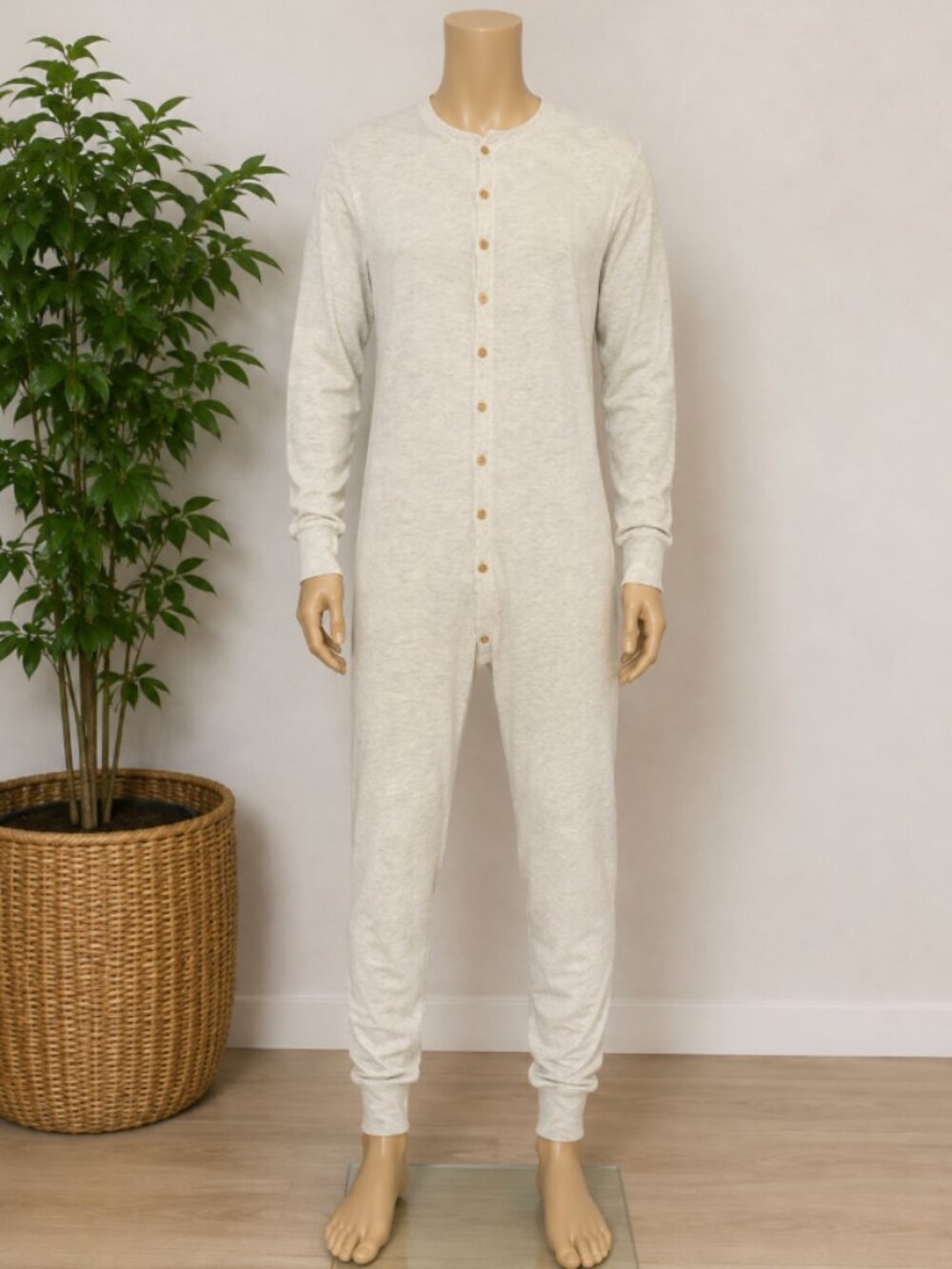 CHAMPION Men's DuoFold Union Suit Thermal Long Johns Size S Oatmeal Heather NWOT